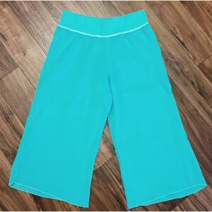 Fresh Produce 100% Cotton Gauzy Bermuda Wide Leg Pants in Teal - Large